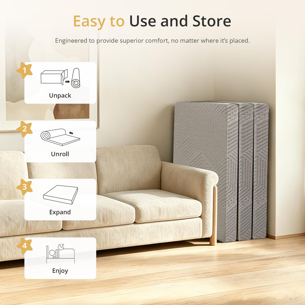 4 Inch Tri-Fold Gel Memory Foam Mattress C643861