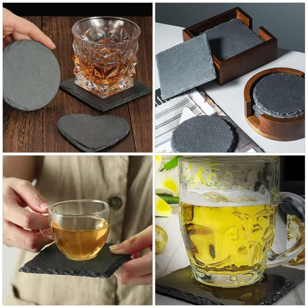 Black Natural Stone Coasters Set Q9439