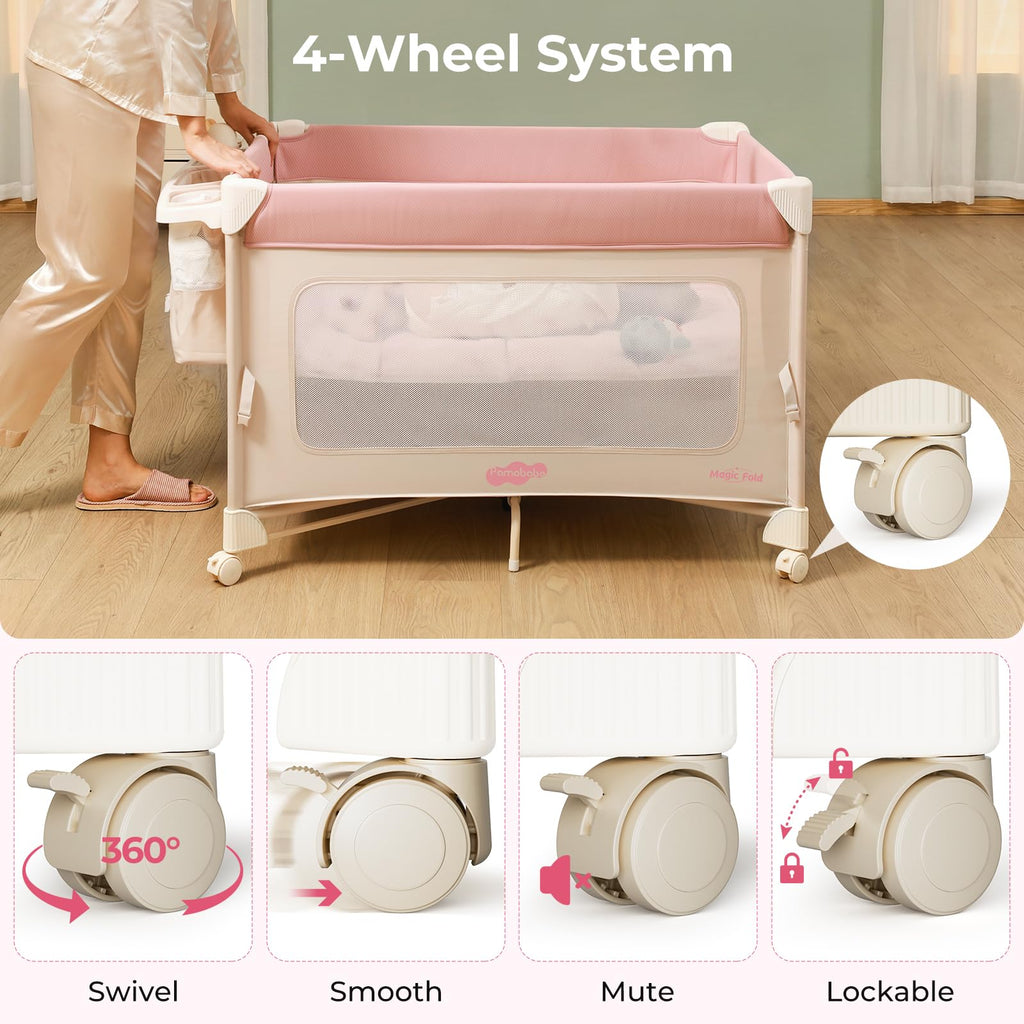 5 in 1 Pack and Play Bedside Crib Playard with Mattress O1026