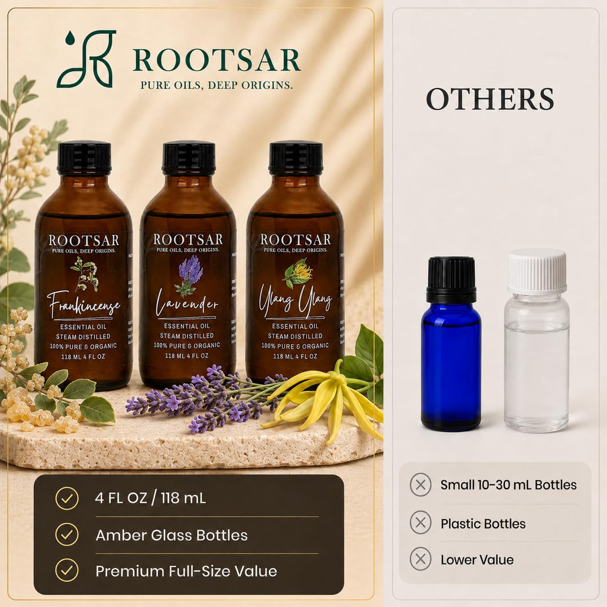 3 Pack Lavender Ylang Ylang Frankincense Essential Oils 4 Fl Oz L654