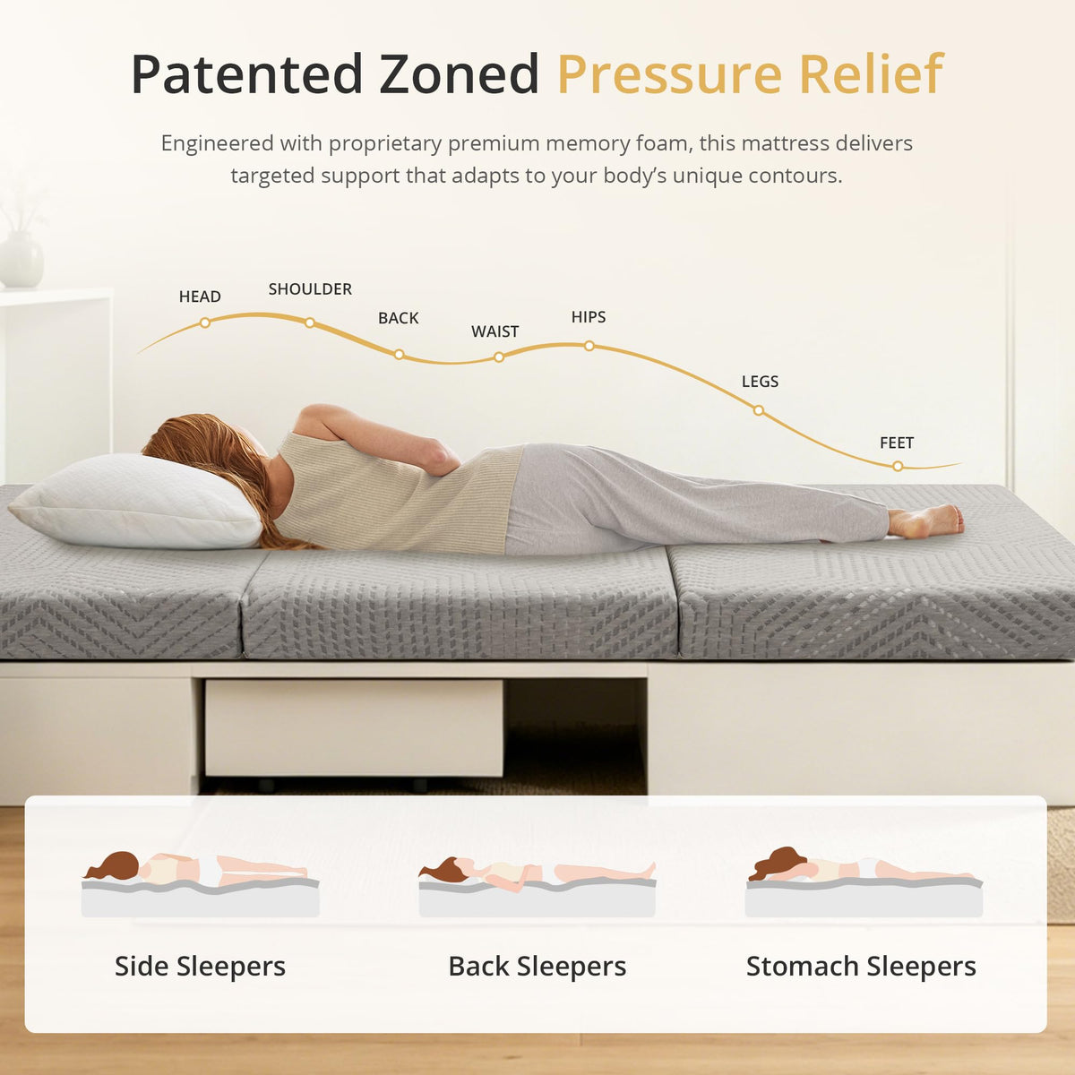 4 Inch Tri-Fold Gel Memory Foam Mattress C643861