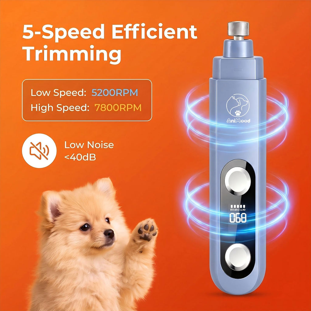 5-Speed Ultra Quiet Dog Nail Grinder with LED Light U3239