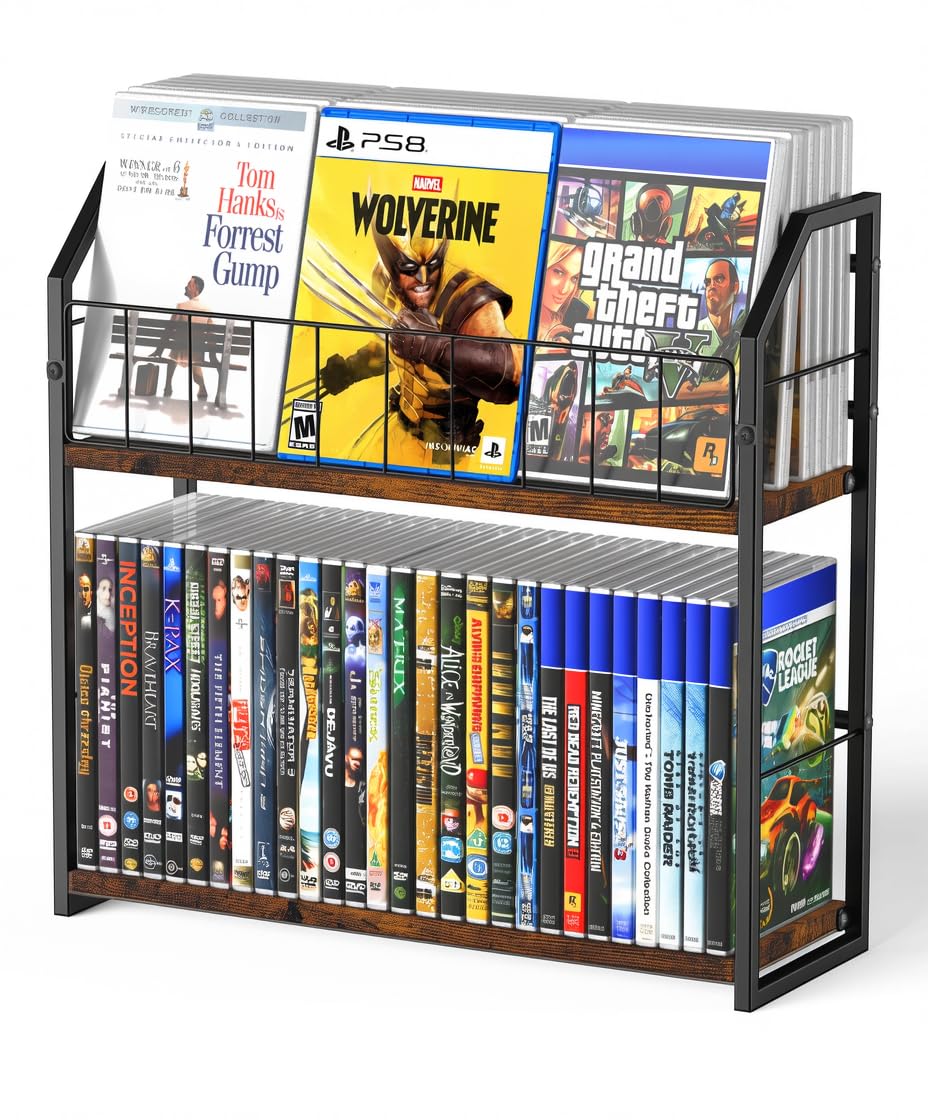 Brown 2-Tier DVD Storage Rack Q80590