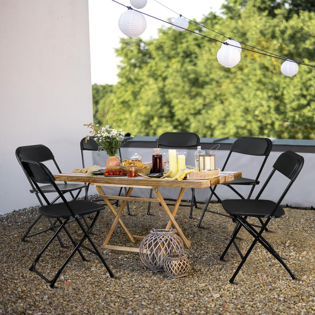 10 Pack Black Stackable Plastic Folding Chairs with Metal Legs M3271