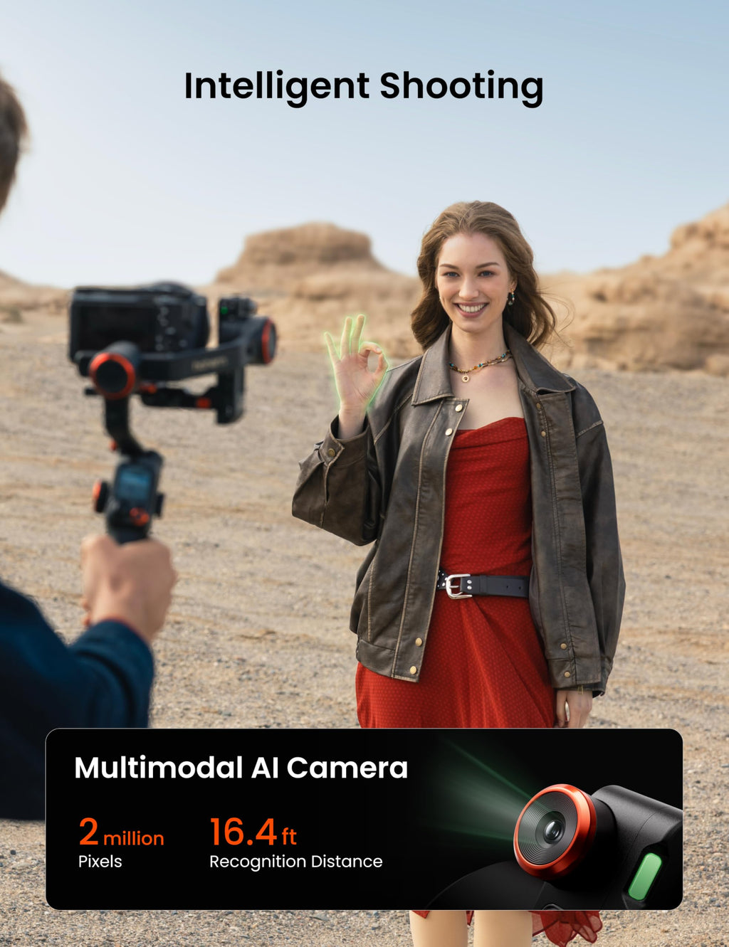 3-Axis Gimbal Stabilizer with AI Tracker and Detachable Touchscreen Control F1128