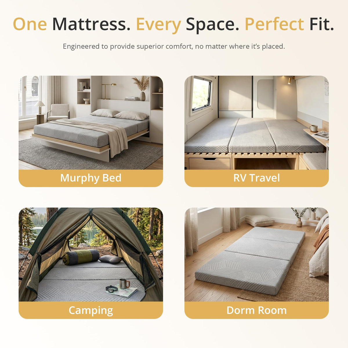 4 Inch Tri-Fold Gel Memory Foam Mattress C643861