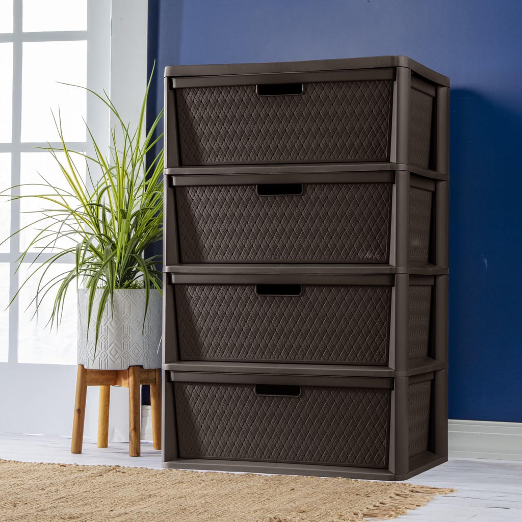 Gray Plastic 3-Drawer Storage Tower with Bins Q42605