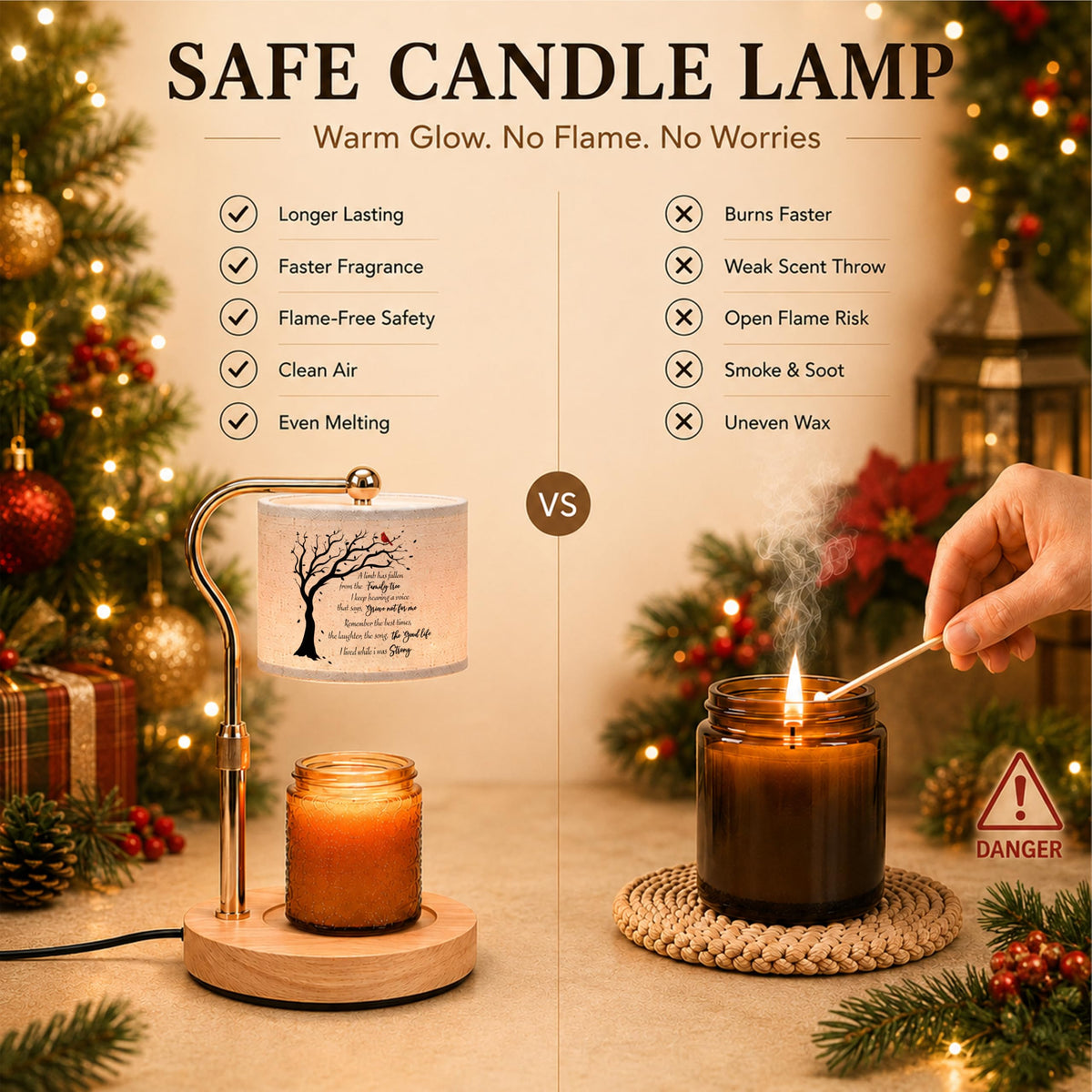 Candle Warmer Lamp with Timer Dimmable Adjustable Height S2792