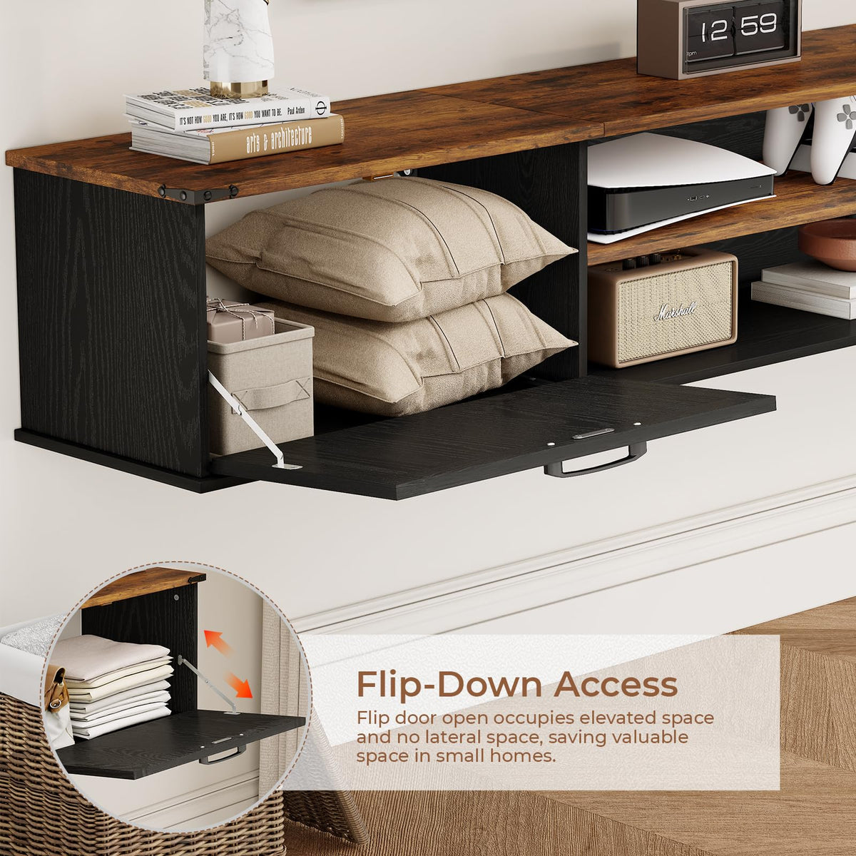 70" Black Floating TV Stand T992224
