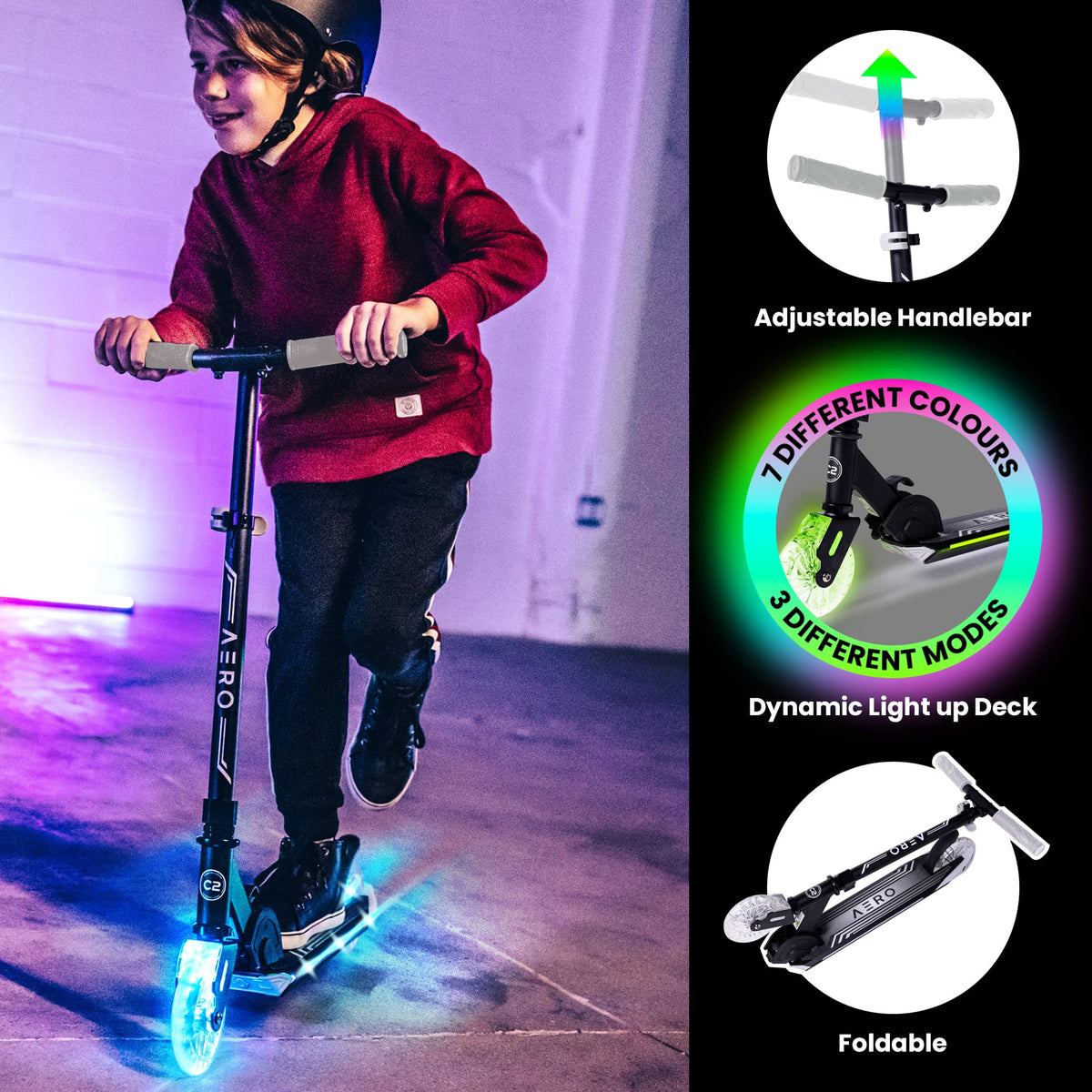 Two-Wheel Kick Scooter for Kids 5-8 with RGB Lights G345