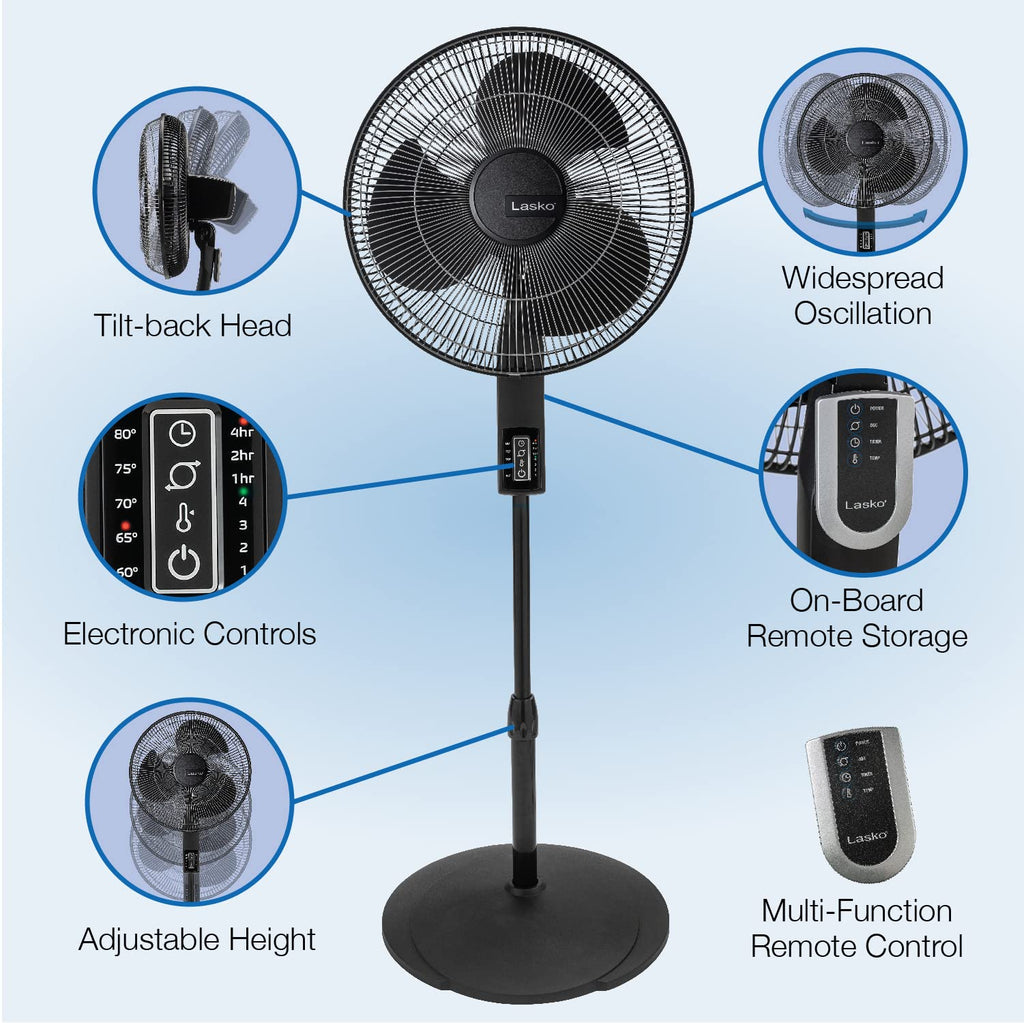 Oscillating Pedestal Fan 16" Black M884