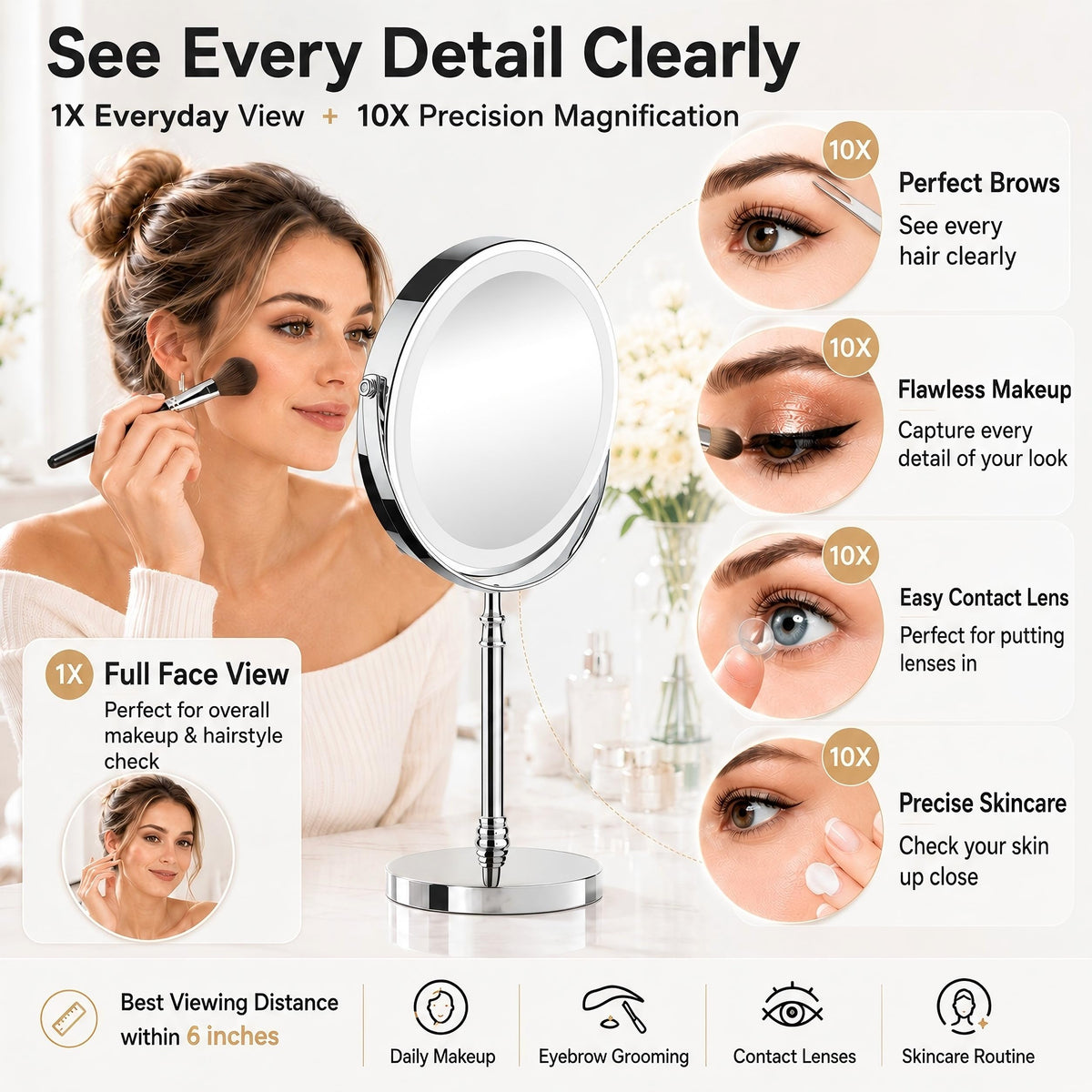 Makeup Mirror with 3 Lights L992