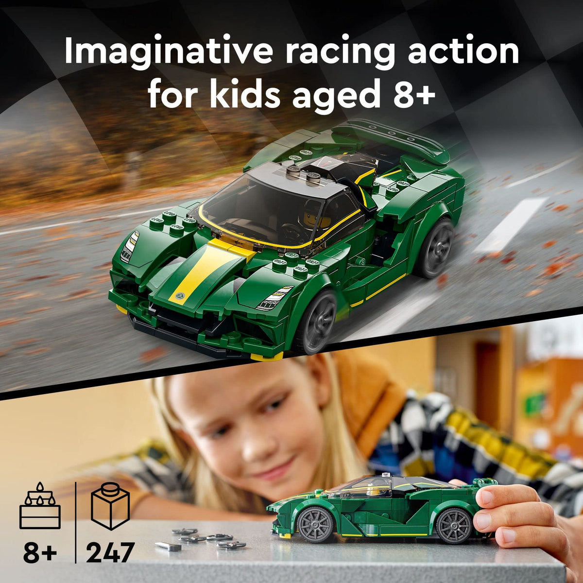 Race Car Toy Model with Racing Driver Minifigure J6244