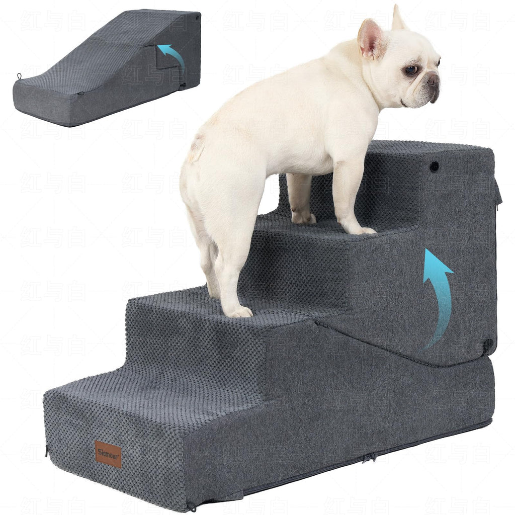 4-Step Dog Stair and Ramp with Non-Slip Bottom Grey H358577
