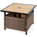 Brown Wicker Square Side Table with Umbrella Hole Q378252