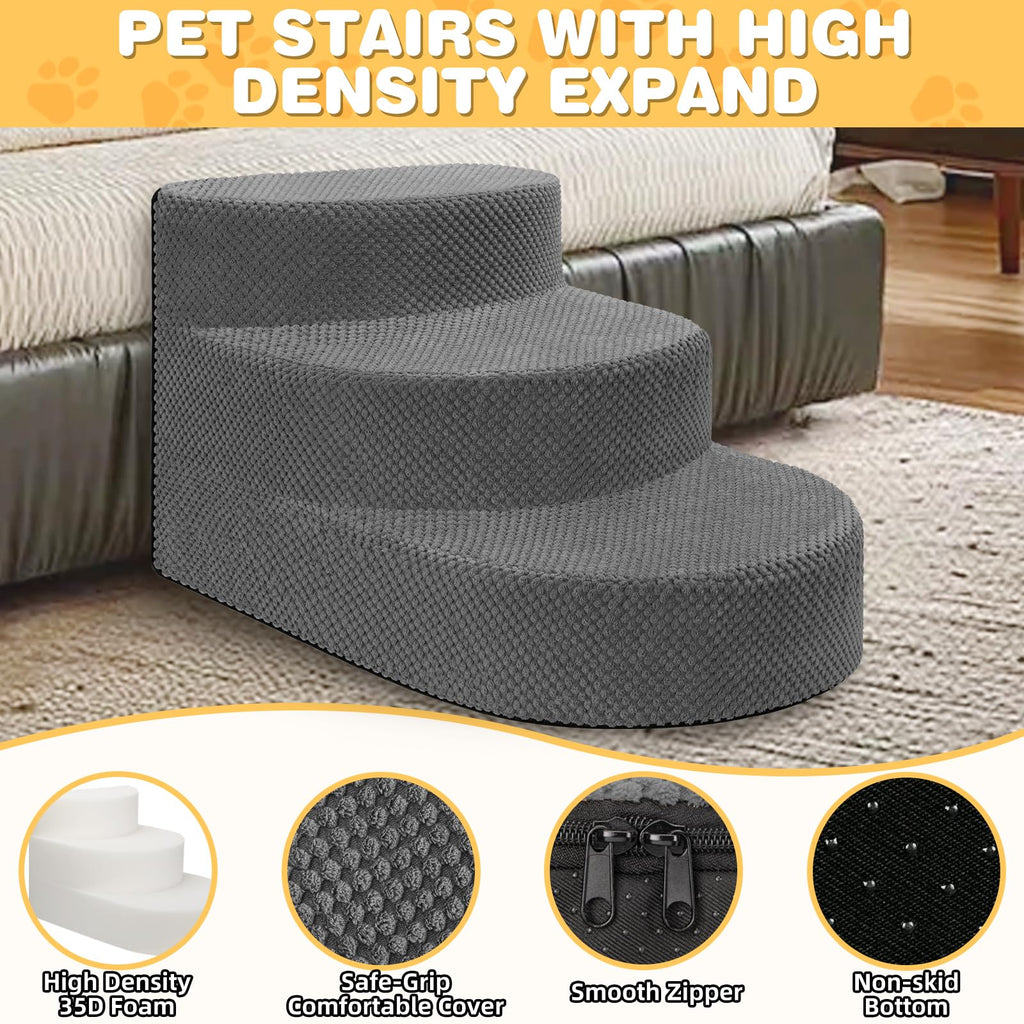 Grey 3 Steps Foam Dog Stairs M187047