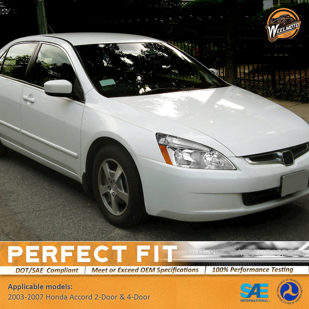 Headlights for 2003-2007 Honda Accord Chrome Housing Amber Reflector Left+Right S893