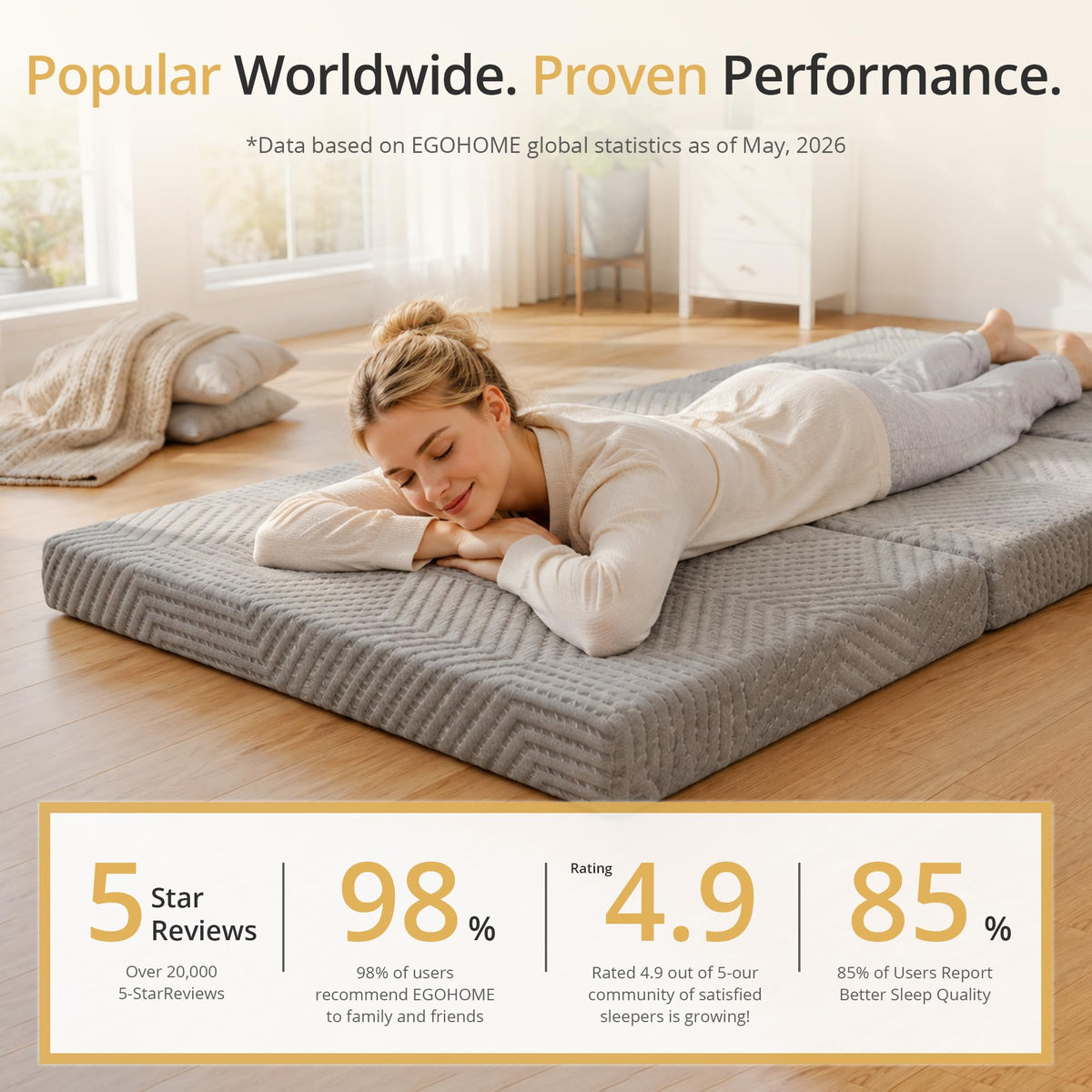 4 Inch Tri-Fold Gel Memory Foam Mattress C643861