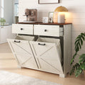 Antique White Wooden Tilt Out Trash Cabinet with 2 Storage Drawers O39644