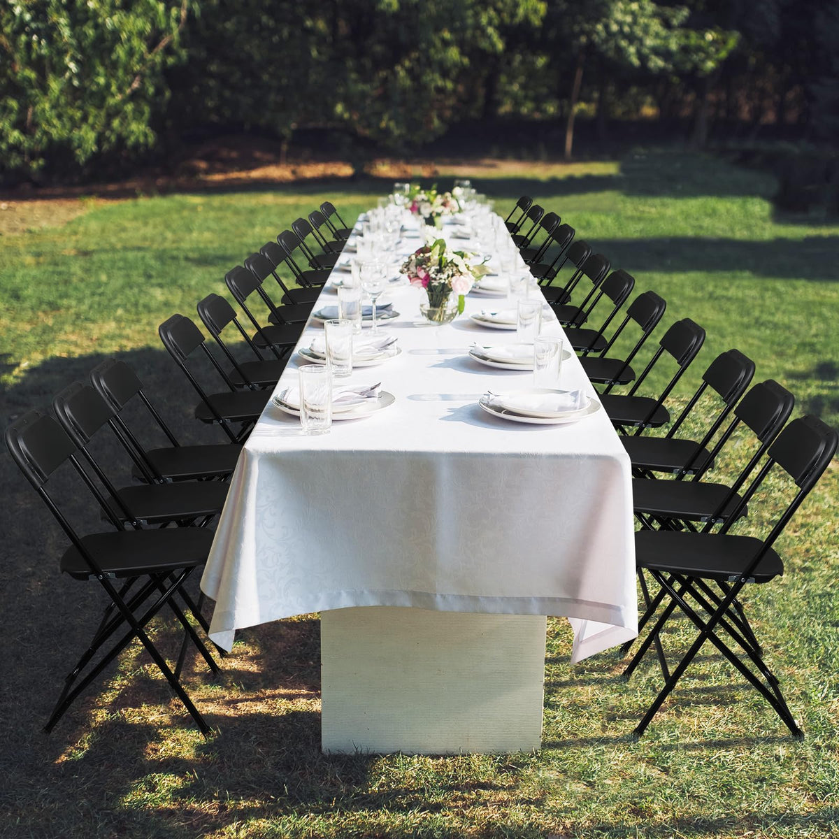 10 Pack Black Stackable Plastic Folding Chairs with Metal Legs M3271