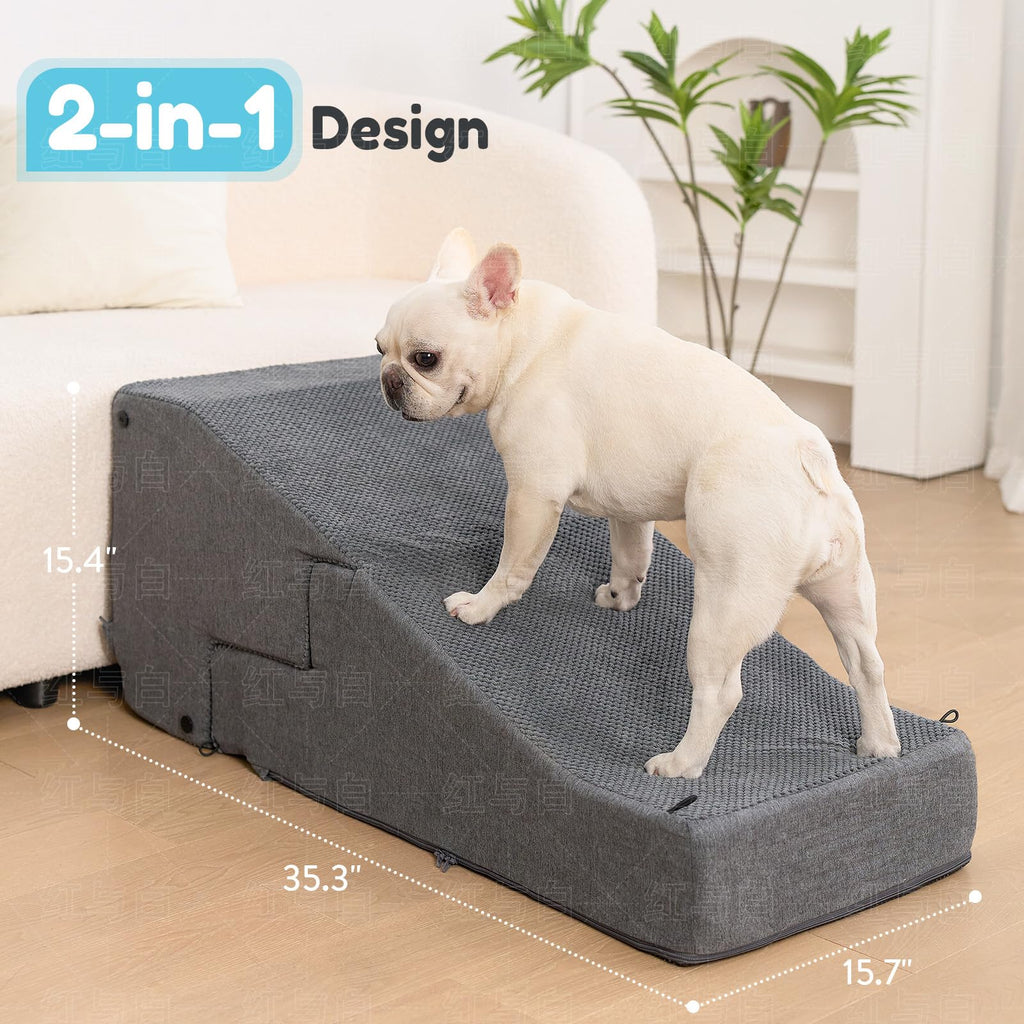 4-Step Dog Stair and Ramp with Non-Slip Bottom Grey H358577