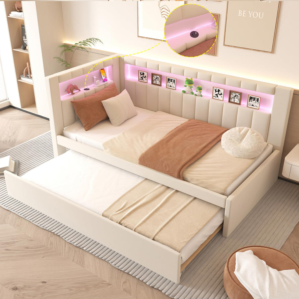 White Twin Size Daybed with Trundle X3466