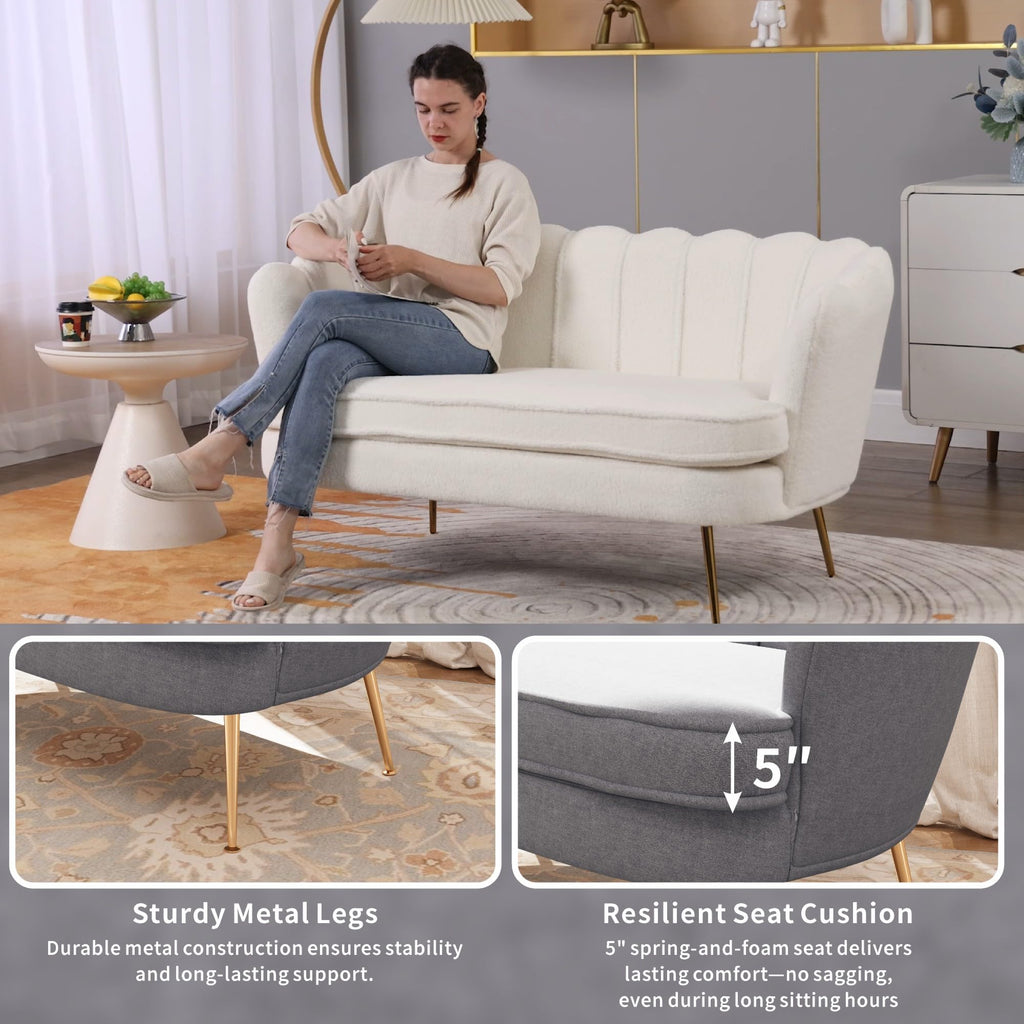 Light Grey Chenille 2-Seater Loveseat Sofa J94174