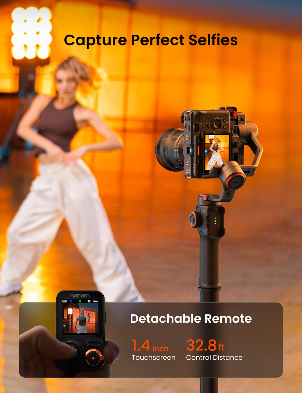 3-Axis Gimbal Stabilizer with AI Tracker and Detachable Touchscreen Control F1128
