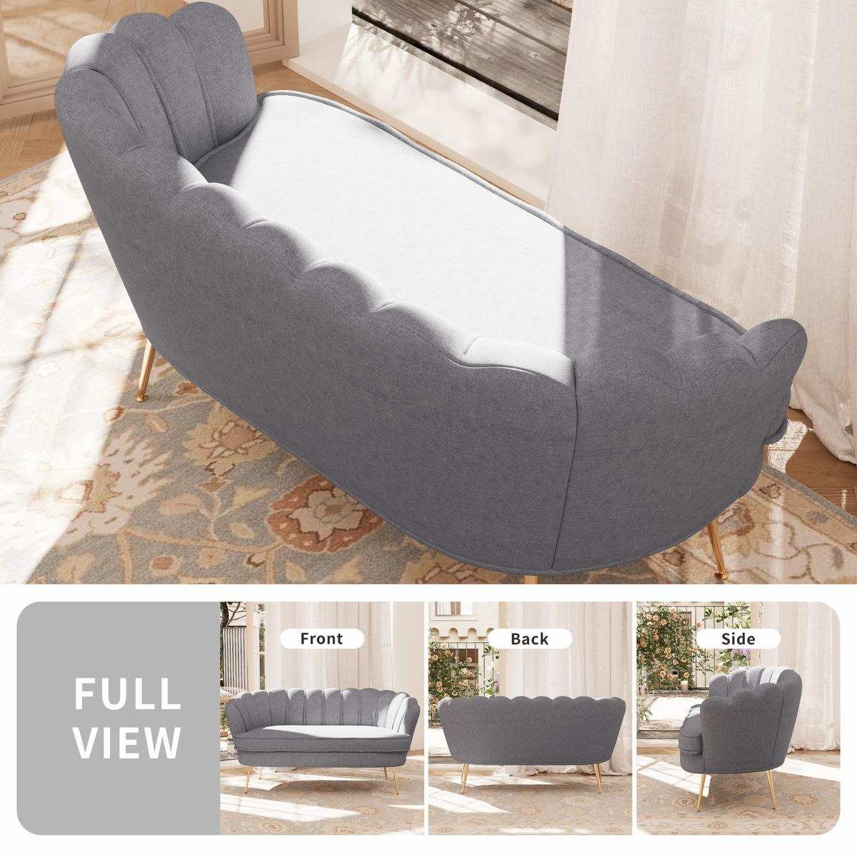 Light Grey Chenille 2-Seater Loveseat Sofa J94174