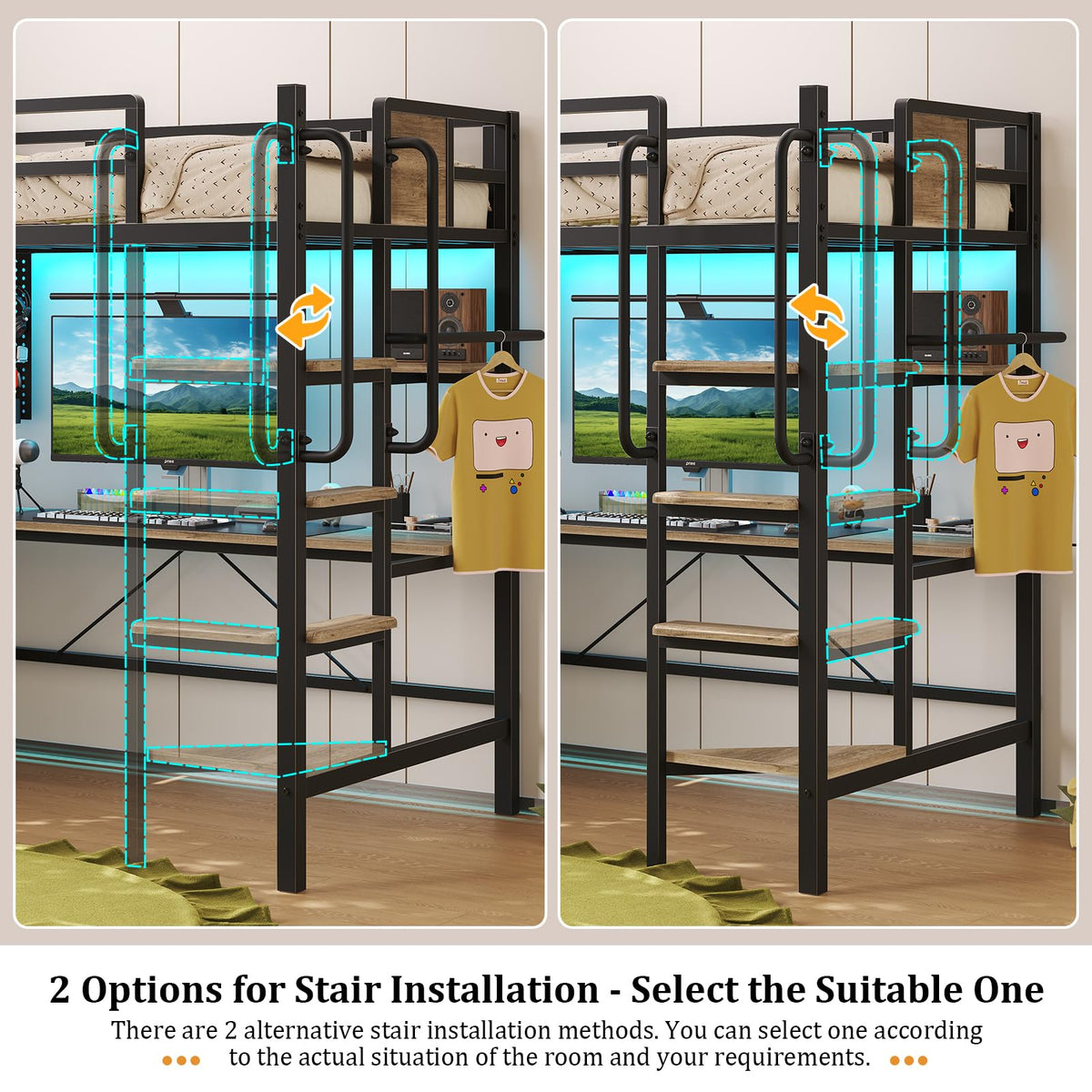 Twin Size Loft Bed with Desk and 5 Drawer M1699