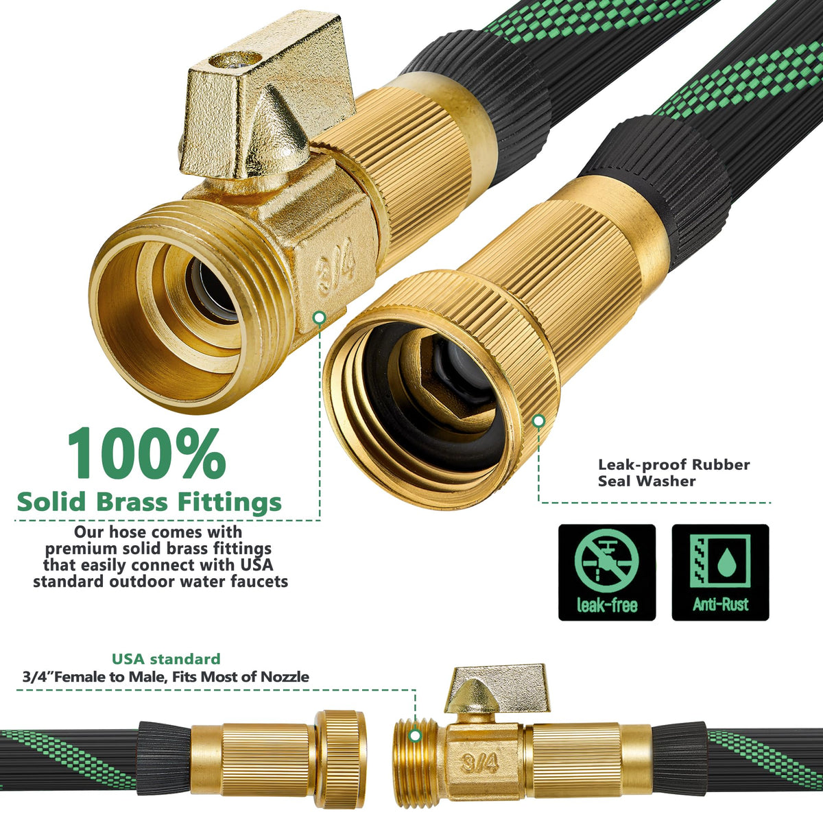 100FT Lightweight Garden Hose with 10-Pattern Nozzle B3378