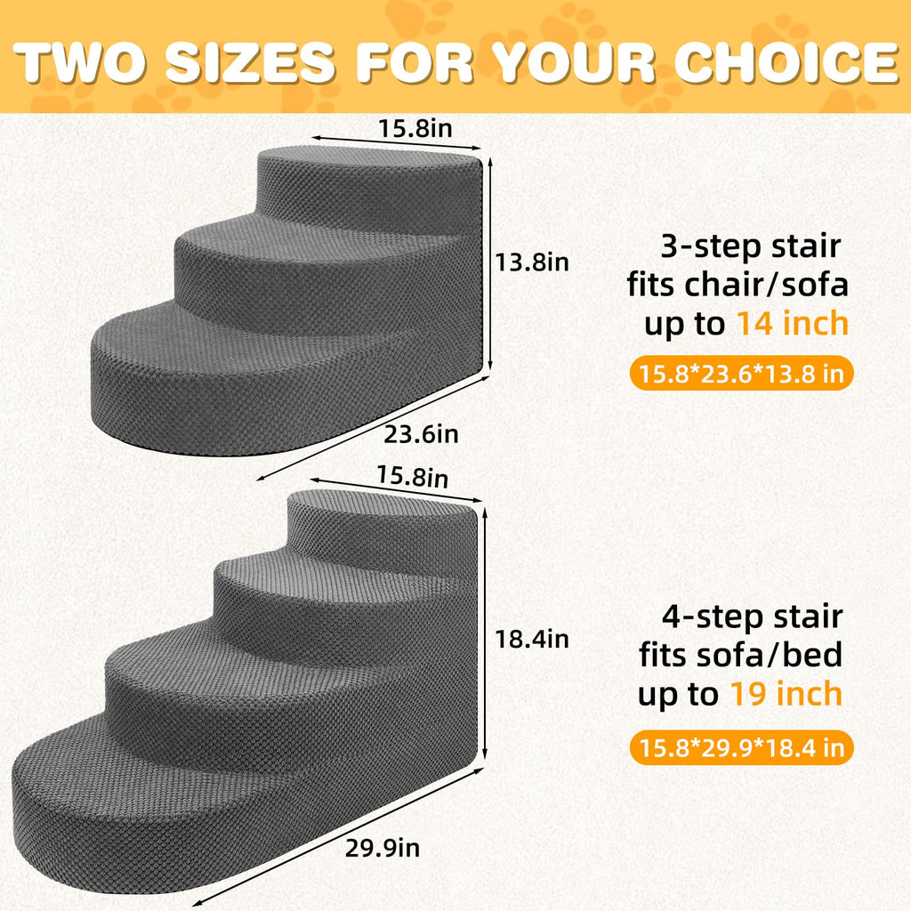 Grey 3 Steps Foam Dog Stairs M187047