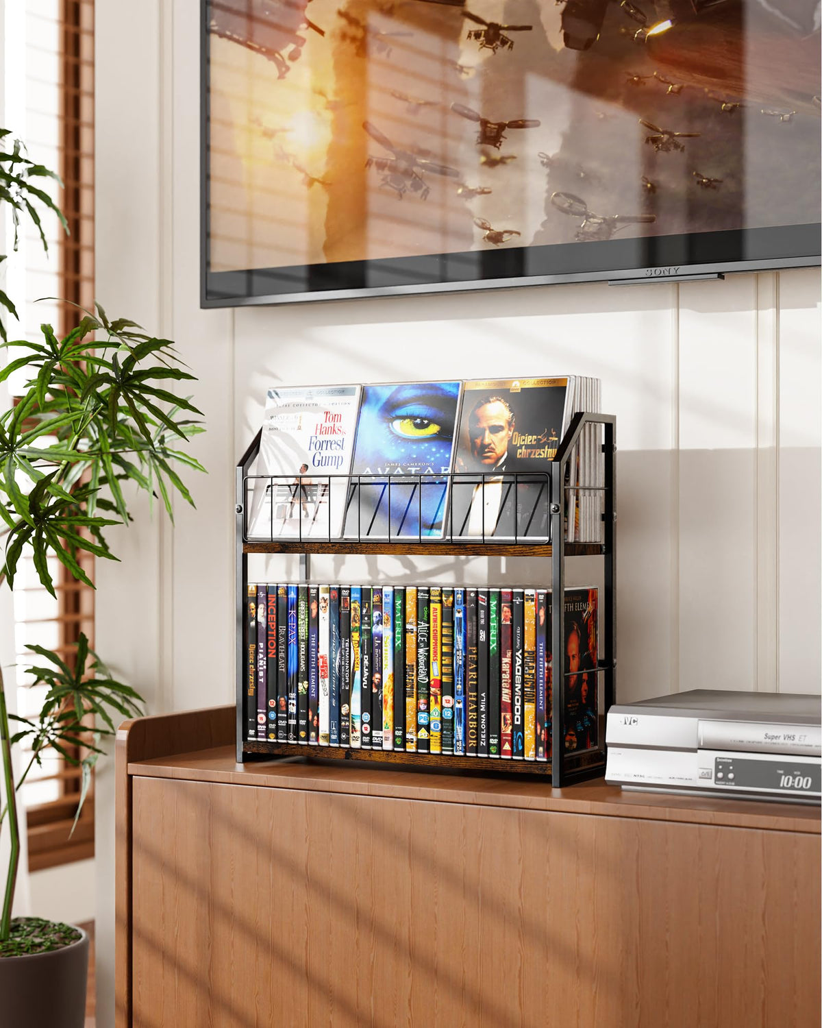 Brown 2-Tier DVD Storage Rack Q80590