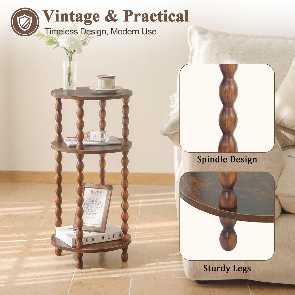 Small 3-Tier Round Side Table Q790