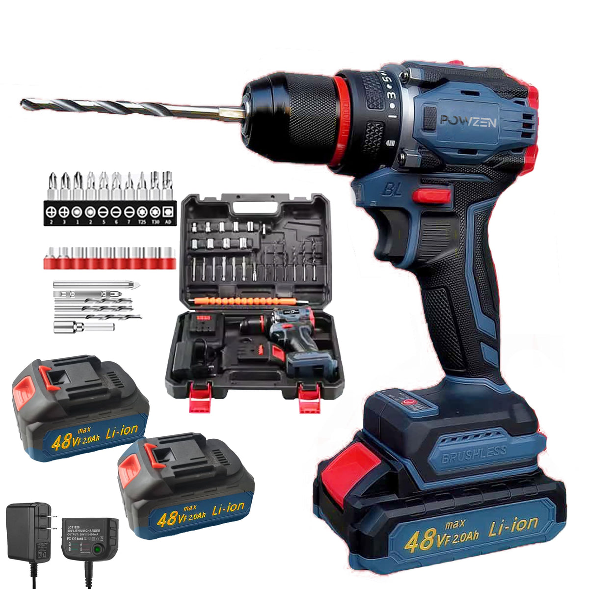 36V Cordless Hammer Drill Impact Driver Set 2.0AH Battery K131
