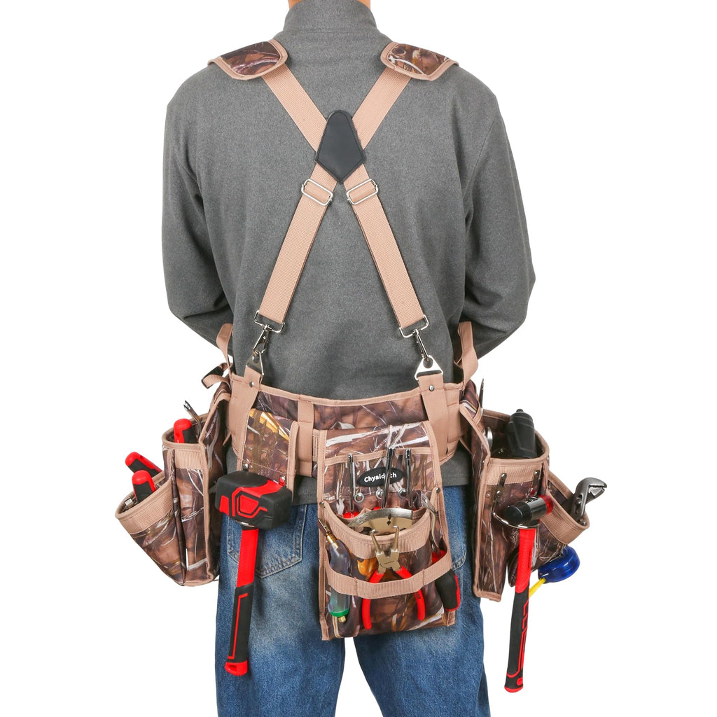 7-Piece Tool Belt Rig with 16 Pockets and Dual Hammer Loops O2994