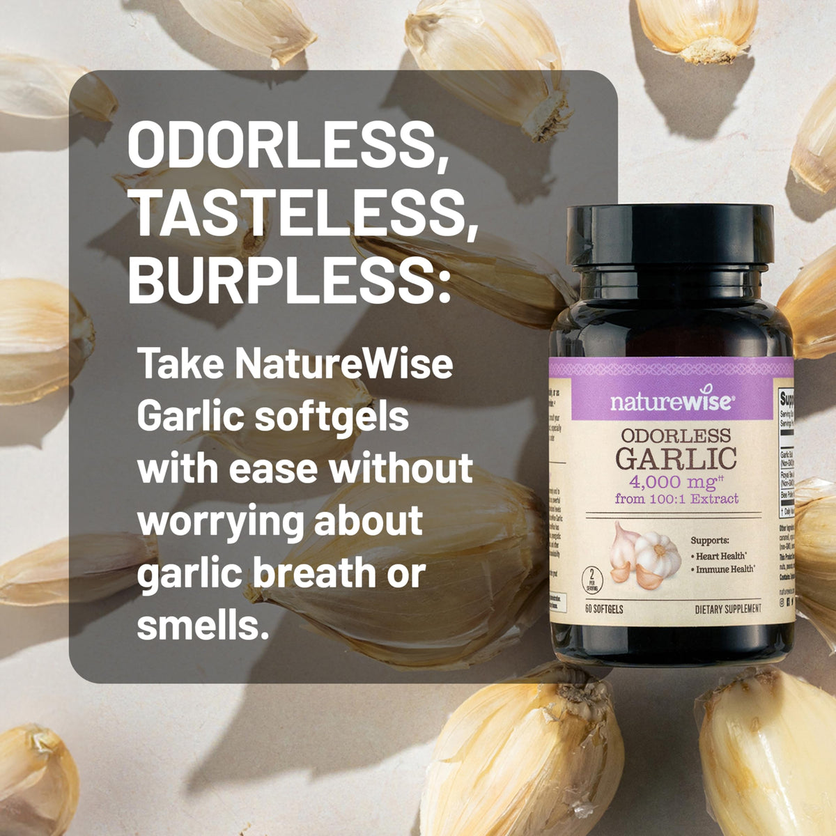 Odorless Garlic Supplement 4000mg 60 Count W833729