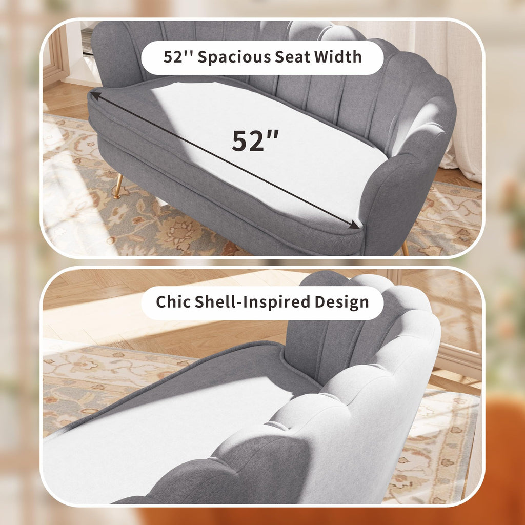 Light Grey Chenille 2-Seater Loveseat Sofa J94174