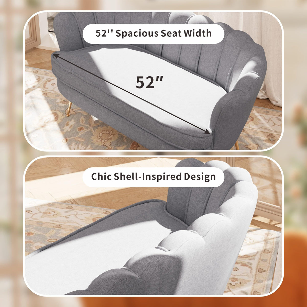 Light Grey Chenille 2-Seater Loveseat Sofa J94174