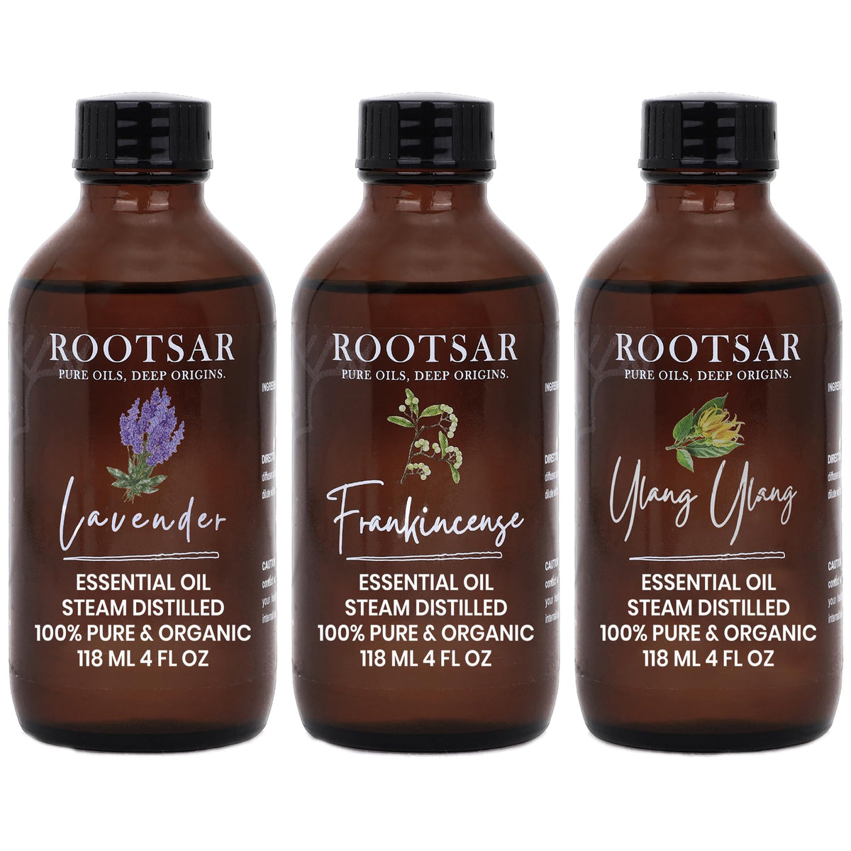 3 Pack Lavender Ylang Ylang Frankincense Essential Oils 4 Fl Oz L654