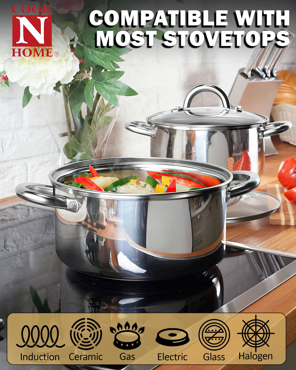 8 Quart Stainless Steel Stock Pot with Lid H457742