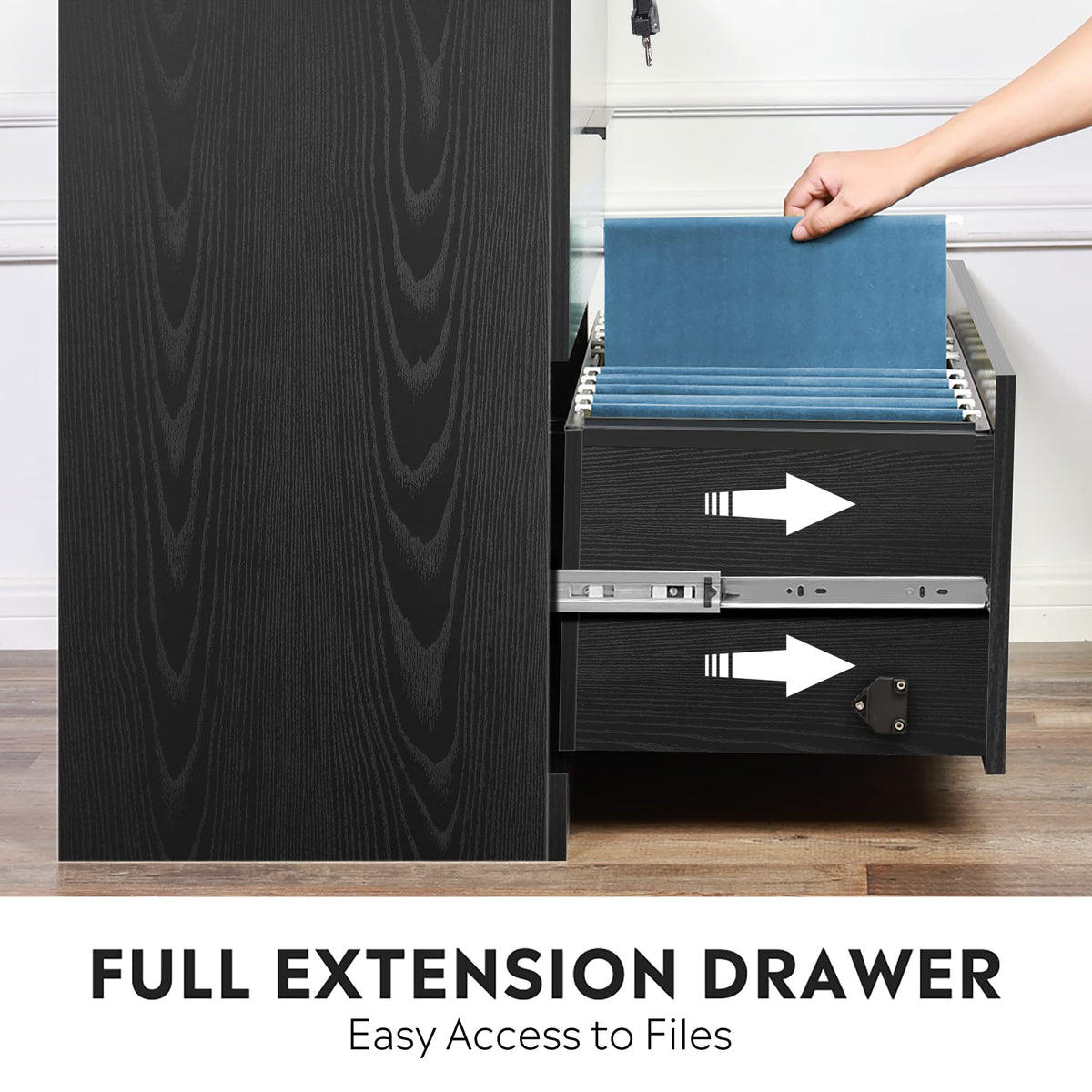 Black 2 Drawer Lateral File Cabinet with Lock E9190
