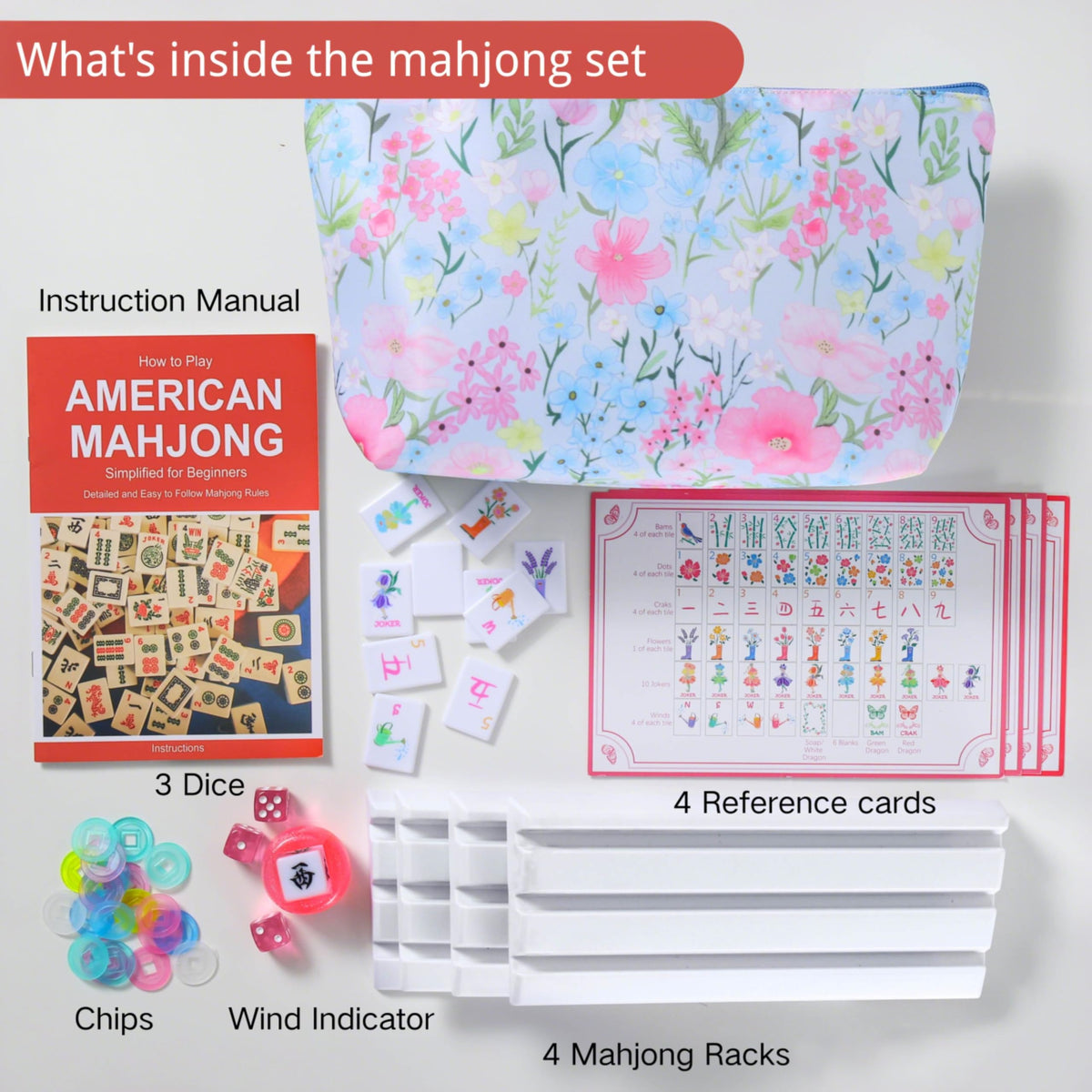 160 Printed Plastic Mahjong Set with Blue Carrying Bag O87673