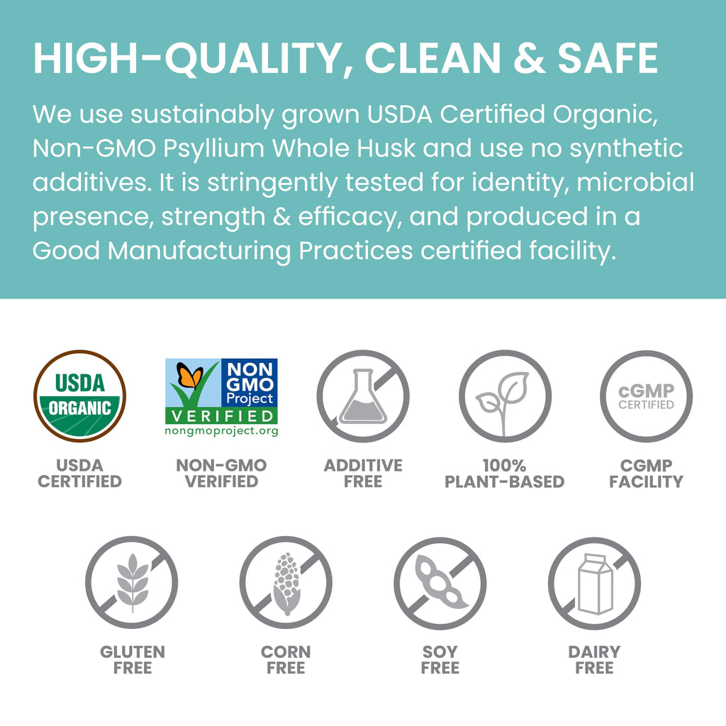 Organic Psyllium Whole Husk Fiber Supplement, Unflavored, 12 oz M312