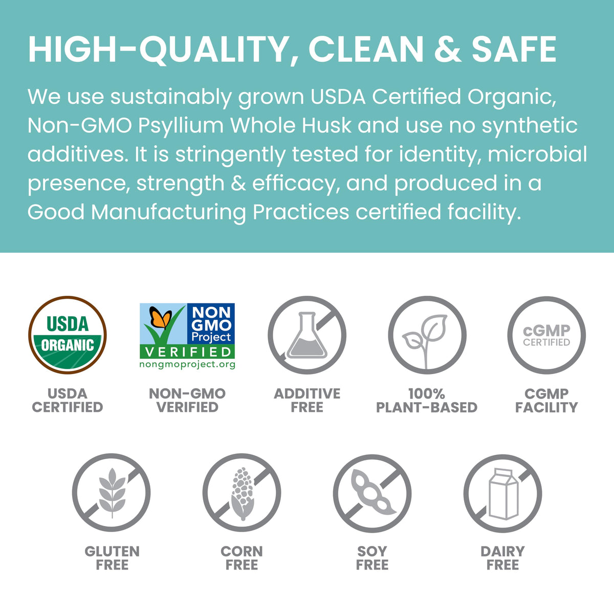 Organic Psyllium Whole Husk Fiber Supplement, Unflavored, 12 oz M312