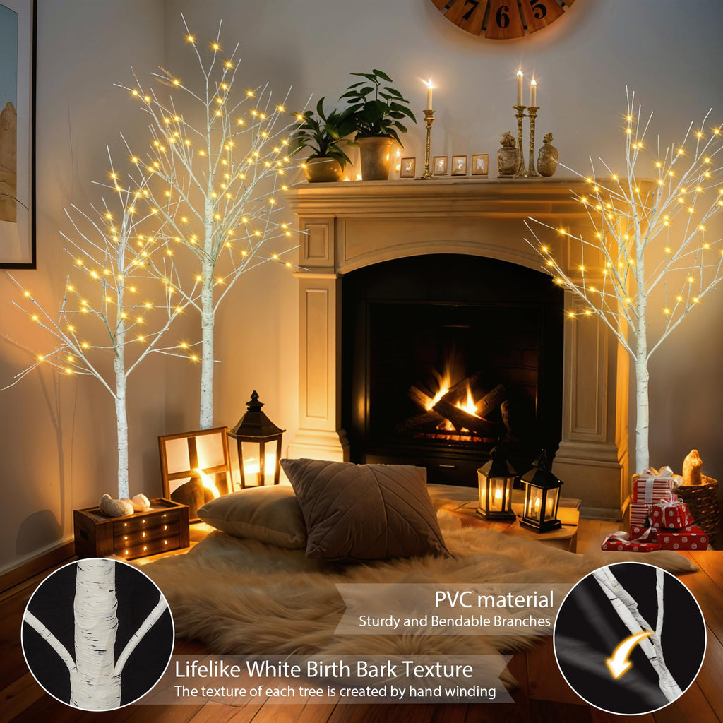 White Birch Tree Set with 246 LED Lights W454325