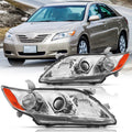 Headlights Assembly Pair Chrome Housing Amber Reflector L209915