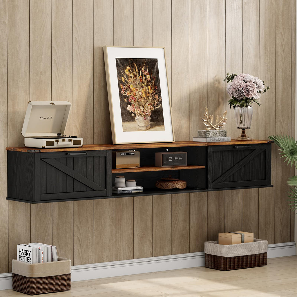 70" Black Floating TV Stand T992224