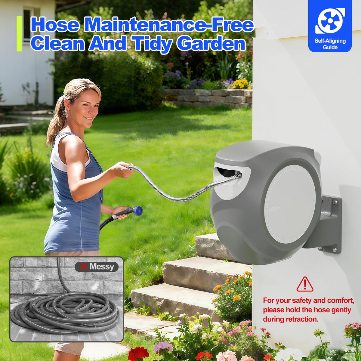 100 FT Stainless Steel Garden Hose Reel J783018
