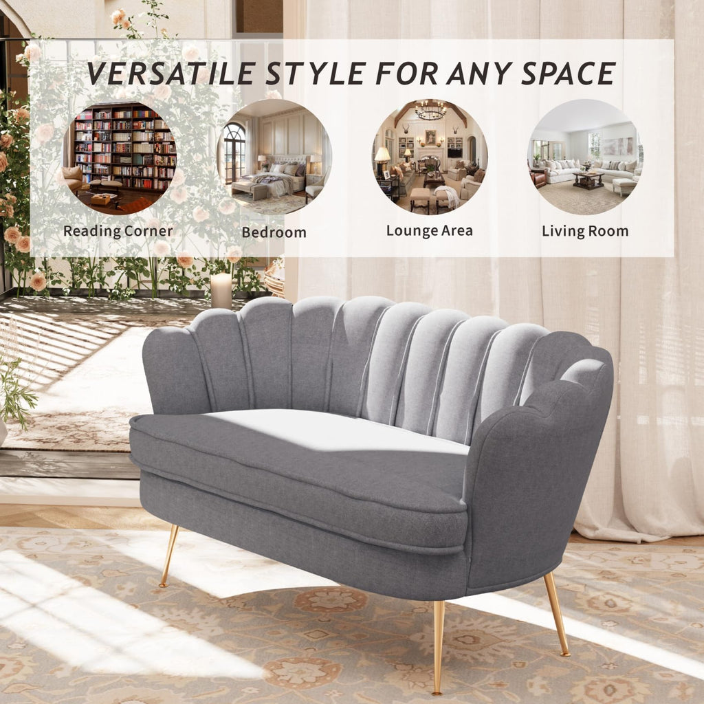 Light Grey Chenille 2-Seater Loveseat Sofa J94174